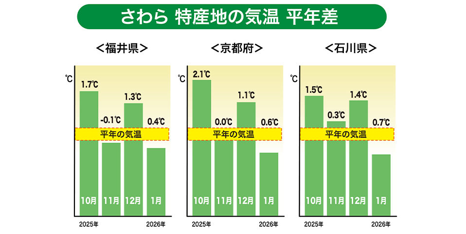 特産地の気温（平年差）